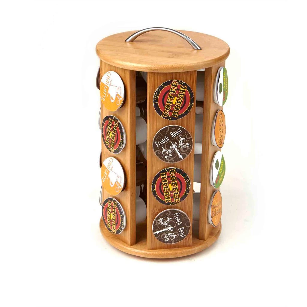 Mind Reader Bamboo K-Cup Coffee Pod Holder Carousel, Brown, CRS-BRN 4 Mind Reader Bamboo K-Cup Coffee Pod Holder Carousel, Brown, CRS-BRN - Image 2
