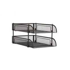 Mind Reader Stackable Metal Mesh Letter Trays, 2 pc., Desktop File Organizers, Document Holders, Magazine Storage, CSTACK2-BLK