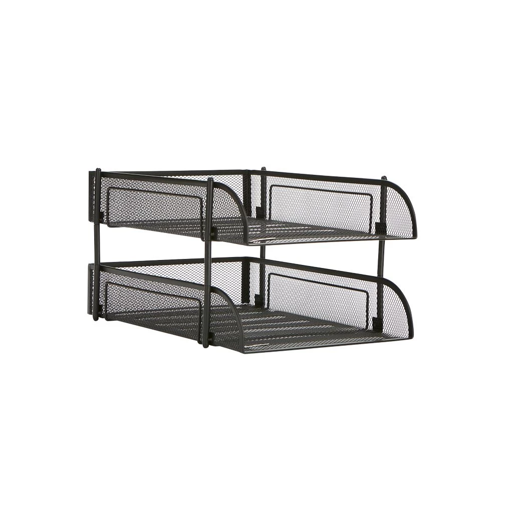 Mind Reader Stackable Metal Mesh Letter Trays, 2 pc., Desktop File Organizers, Document Holders, Magazine Storage, CSTACK2-BLK 3 Mind Reader Stackable Metal Mesh Letter Trays, 2 pc., Desktop File Organizers, Document Holders, Magazine Storage, CSTACK2-BLK