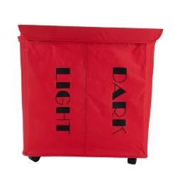 Mind Reader Double Rolling Hamper Laundry Sorter with Lid, Red, DBHAMP-RED