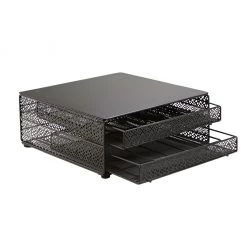 Mind Reader Double K-Cup Storage Tray with Flower Pattern, Black, DBMTRAY-BLK