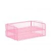 Mind Reader Metal Mesh Tray Holder and Desk Document Organizer Set, 2 pc., Pink, DSTACK2-PNK 1 Mind Reader Metal Mesh Tray Holder and Desk Document Organizer Set, 2 pc., Pink, DSTACK2-PNK -Mind Reader store 1644304