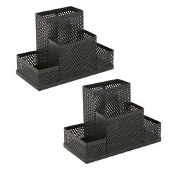 Mind Reader 4-Compartment Supplies and Accessories Storage Organizer, 2 pc., Black, EMPORG2-BLK