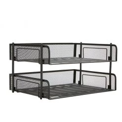 Mind Reader Stackable Metal Mesh File Holder Trays, Black, 2 pk., ESTACK2-BLK