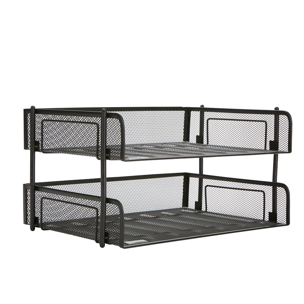 Mind Reader Stackable Metal Mesh File Holder Trays, Black, 2 pk., ESTACK2-BLK 3 Mind Reader Stackable Metal Mesh File Holder Trays, Black, 2 pk., ESTACK2-BLK