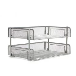 Mind Reader Stackable Metal Mesh File Holder Trays, Silver, 2 pk., ESTACK2-SIL