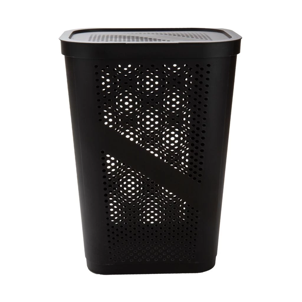 Mind Reader Perforated Plastic Hamper with Lid, 60L, Brown, HBIN60-BRN 3 Mind Reader Perforated Plastic Hamper with Lid, 60L, Brown, HBIN60-BRN
