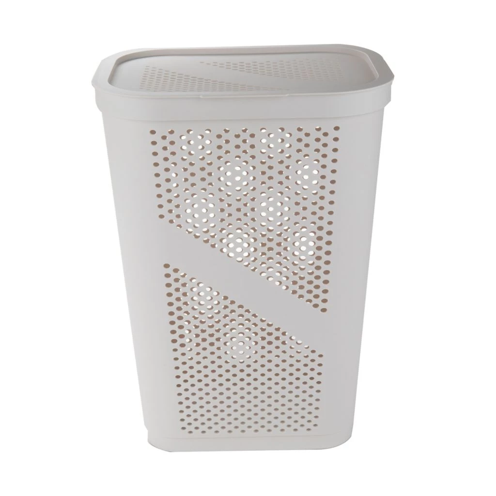 Mind Reader Perforated Plastic Hamper with Lid, 60L, Ivory, HBIN60-IVO 3 Mind Reader Perforated Plastic Hamper with Lid, 60L, Ivory, HBIN60-IVO