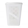 Mind Reader Perforated Plastic Hamper with Lid, 60L, White, HBIN60-WHT 1 Mind Reader Perforated Plastic Hamper with Lid, 60L, White, HBIN60-WHT -Mind Reader store 1644379