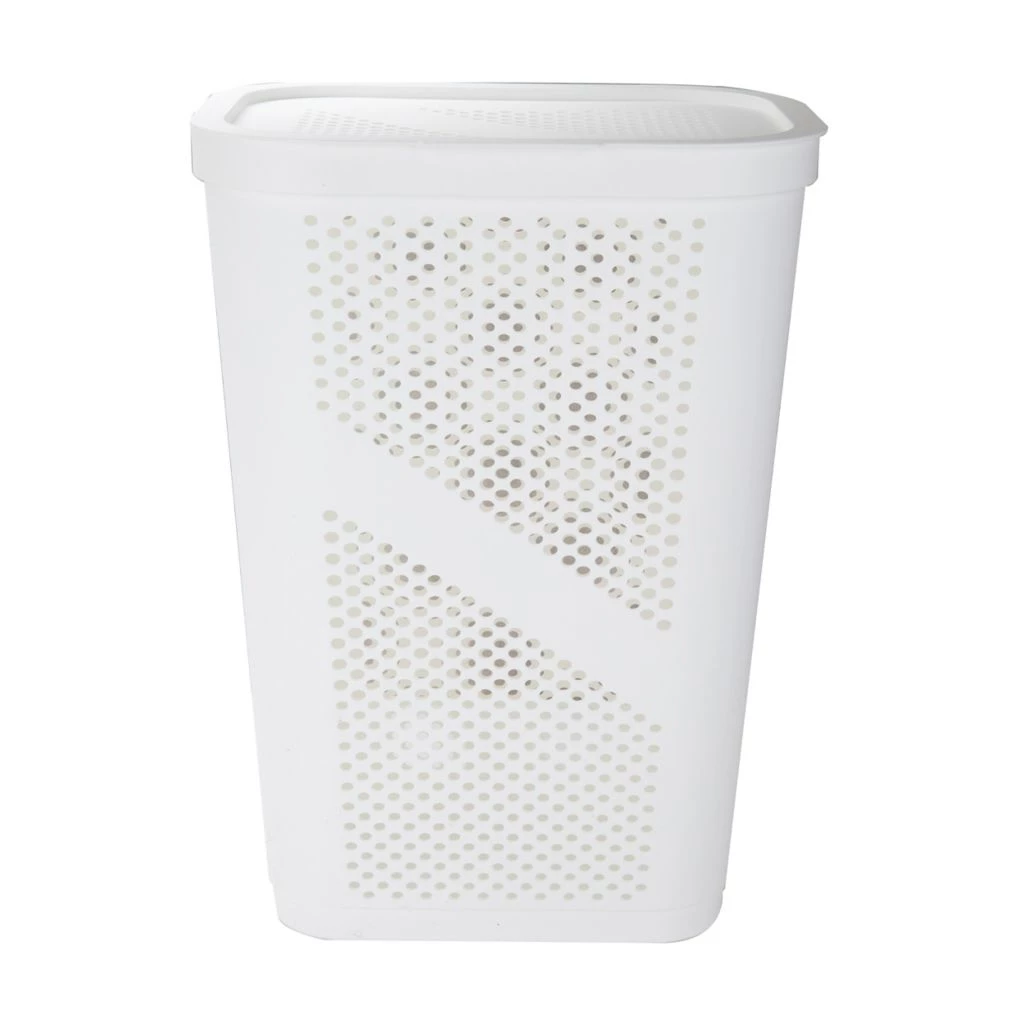 Mind Reader Perforated Plastic Hamper with Lid, 60L, White, HBIN60-WHT 3 Mind Reader Perforated Plastic Hamper with Lid, 60L, White, HBIN60-WHT