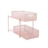 Mind Reader 2-Tier Metal Mesh Heavy Duty Organizer, Pink, HCABASK2T-PNK -Mind Reader store 1644381