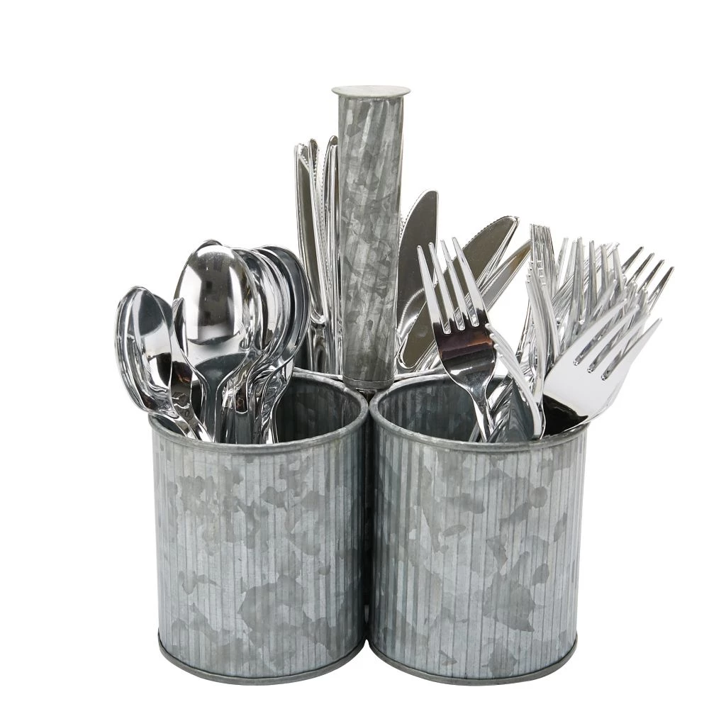 Mind Reader 3-Round Compartments Utensil Caddy Metal Rustic Flatware Organizer, Silver, LINUTE3-SIL 3 Mind Reader 3-Round Compartments Utensil Caddy Metal Rustic Flatware Organizer, Silver, LINUTE3-SIL