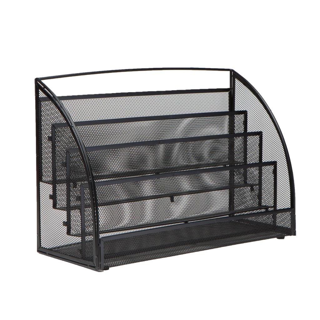 Mind Reader 4-Pocket Metal Mesh Newspaper and Magazine Rack, Black, MAGRACKSM-BLK 3 Mind Reader 4-Pocket Metal Mesh Newspaper and Magazine Rack, Black, MAGRACKSM-BLK