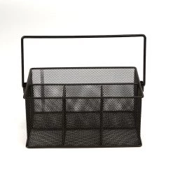 Mind Reader Metal Mesh Basket with Handle, Black, MESHBASKET-BLK