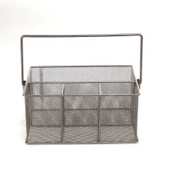 Mind Reader Metal Mesh Basket with Handle, Silver, MESHBASKET-SIL