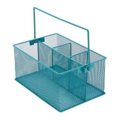 Mind Reader Metal Mesh Basket with Handle, Turquoise, MESHBASKET-TUR