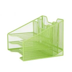 Mind Reader 5-Section Mesh Desk File Organizer, Green, MESHBOX5-GRN