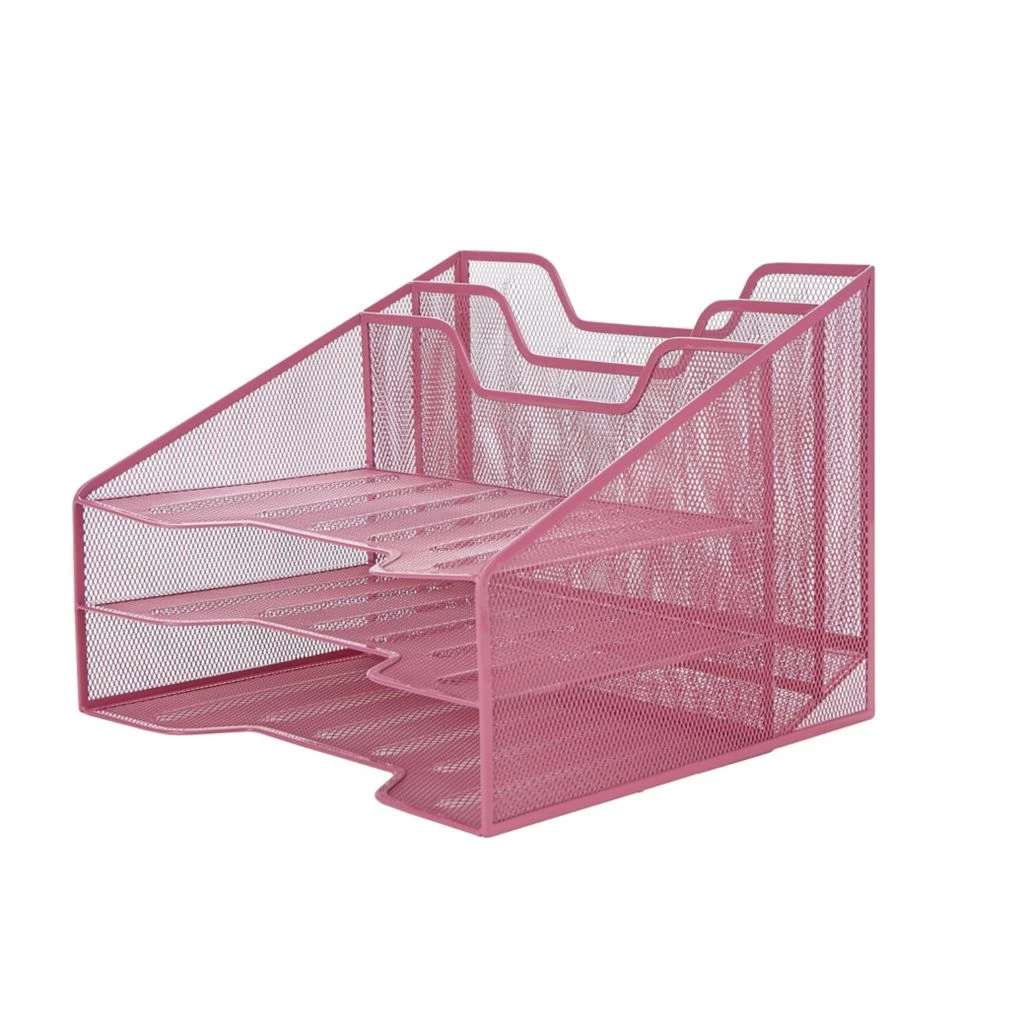 Mind Reader 5-Section Mesh Desk File Organizer, Pink, MESHBOX5-PNK 3 Mind Reader 5-Section Mesh Desk File Organizer, Pink, MESHBOX5-PNK
