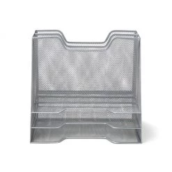Mind Reader 5-Section Mesh Desk File Organizer, Silver, MESHBOX5-SIL