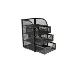 Mind Reader Office Supplies Organizer with 3 Drawers and Top Shelf, Black, MESHMINI-BLK