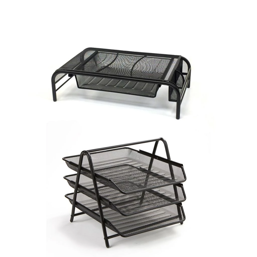 Mind Reader 3-Tier Steel Mesh Paper Tray Desk Organizer, 2 pc., Black, MESHMON3P-BLK 3 Mind Reader 3-Tier Steel Mesh Paper Tray Desk Organizer, 2 pc., Black, MESHMON3P-BLK