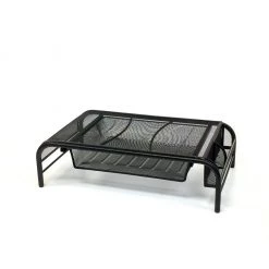 Mind Reader Metal Mesh Monitor Stand and Desk Organizer with Drawer, Black, MESHMONSTA-BLK