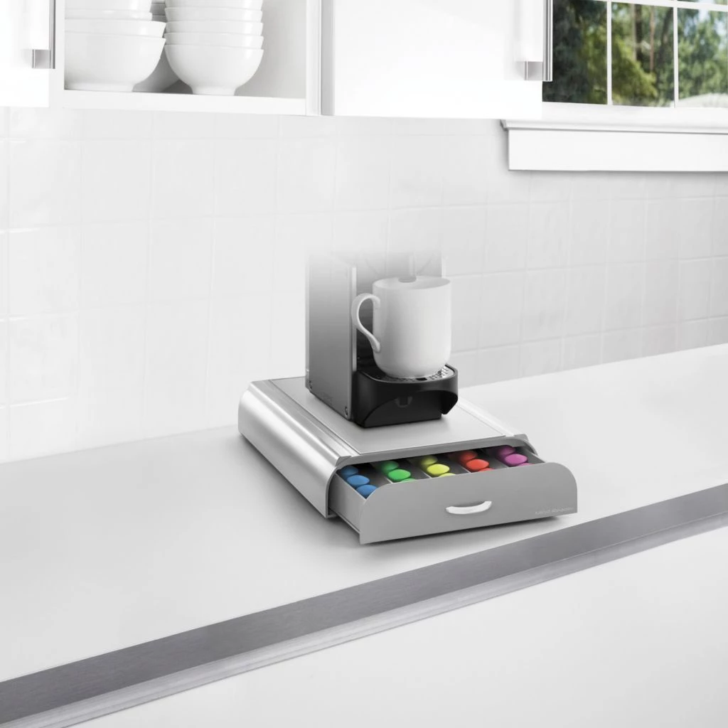 Mind Reader 50 Capacity Nespresso Capsule, 24 Capacity Vertuoline Coffee Pod Storage Drawer Organizer, Gray, NEST3PC-GRY 4 Mind Reader 50 Capacity Nespresso Capsule, 24 Capacity Vertuoline Coffee Pod Storage Drawer Organizer, Gray, NEST3PC-GRY - Image 2