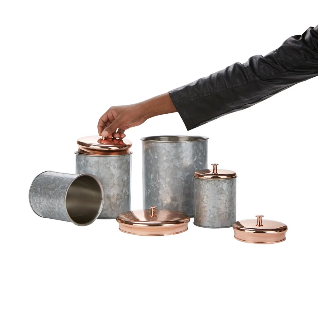 Mind Reader Double Wall Galvanized Steel Canisters with Lids, Silver, 4-Piece, NESTCAN4-SIL 4 Mind Reader Double Wall Galvanized Steel Canisters with Lids, Silver, 4-Piece, NESTCAN4-SIL - Image 2