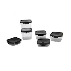 Mind Reader Polycarbonate Unbreakable Food Storage Containers, 12 pc., Black, POLYSET4-BLK