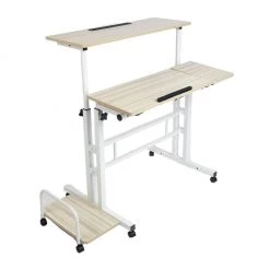 Mind Reader Mobile Sitting/Standing Desk Work Station, White, SDROLLXL-WHT
