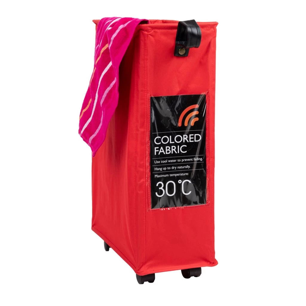 Mind Reader Slim Rolling Laundry Hamper, Red, SLAMP22-RED 7 Mind Reader Slim Rolling Laundry Hamper, Red, SLAMP22-RED - Image 5