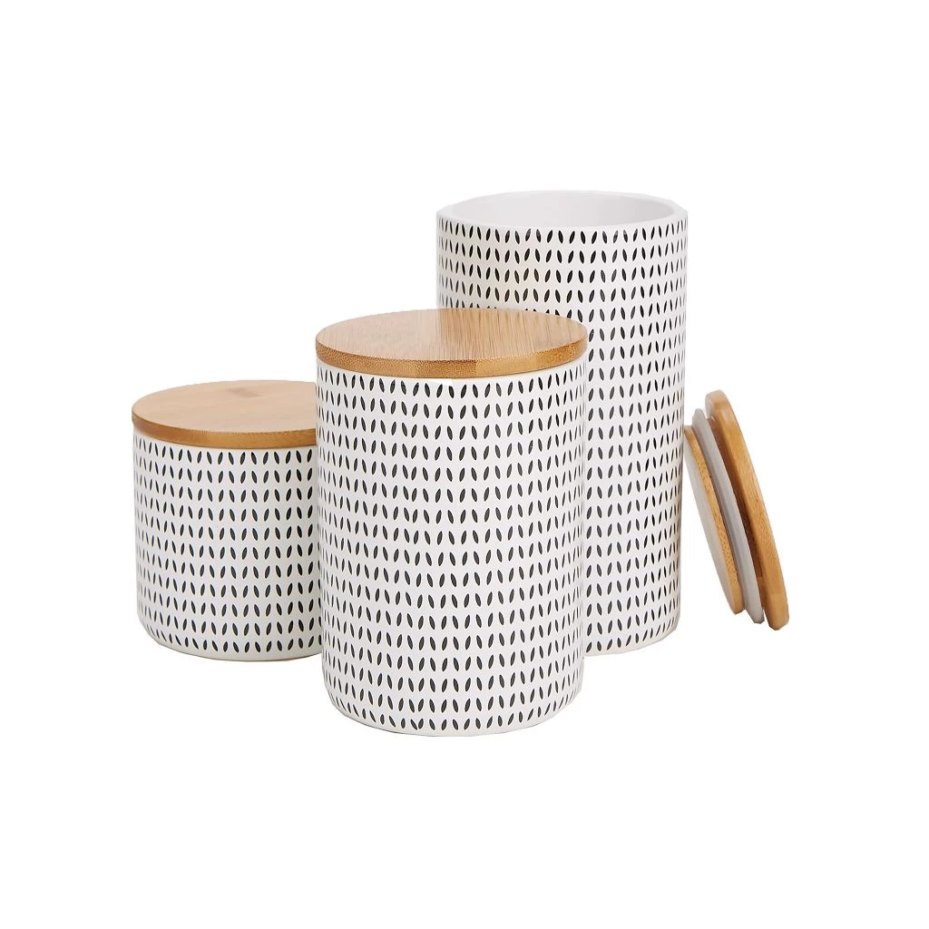 Mind Reader Ceramic Canister Set with Lids, 3 pc., Blue, SMLL-BLU 3 Mind Reader Ceramic Canister Set with Lids, 3 pc., Blue, SMLL-BLU