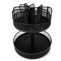 Mind Reader 2-Tier Mesh Lazy Susan Granola Bar and Snack Organizer, Black, SNACKMESH-BLK