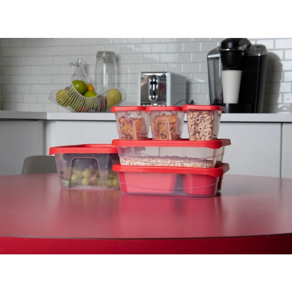 Mind Reader Meal Prep Food Storage Plastic Containers with Lids, 20 pk., 42 pc., Red, STANSET2-RED 4 Mind Reader Meal Prep Food Storage Plastic Containers with Lids, 20 pk., 42 pc., Red, STANSET2-RED - Image 2