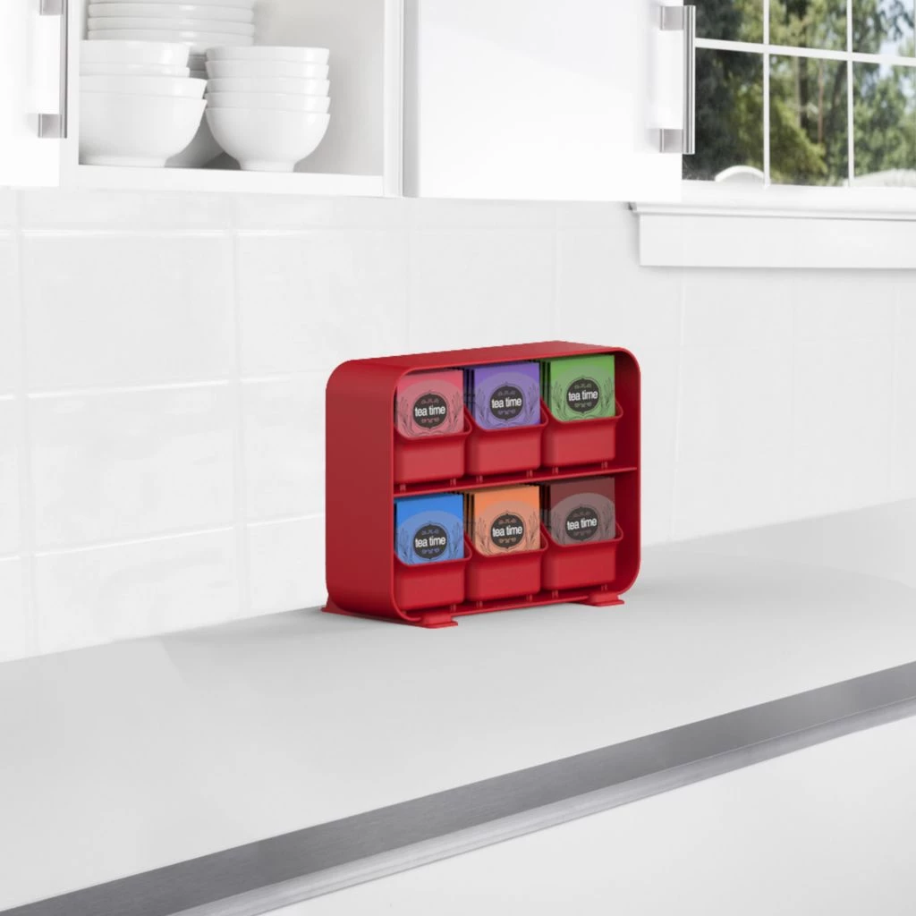 Mind Reader 6-Drawer Tea Bag Holder, Red, STBORG-RED 3 Mind Reader 6-Drawer Tea Bag Holder, Red, STBORG-RED - Image 2