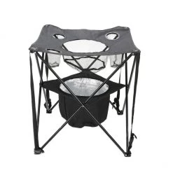 Mind Reader Tailgating Collapsible Folding Table w/ Insulated Cooler, Black, 23 in. x 23 in. x 24 in., TAILGABLE-BLK