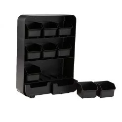 Mind Reader 9 Removable Drawers Tea Bag Holder and Condiment Organizer, Black, TBORG-BLK