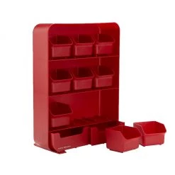 Mind Reader 9 Removable Drawers Tea Bag Holder and Condiment Organizer, Red, TBORG-RED