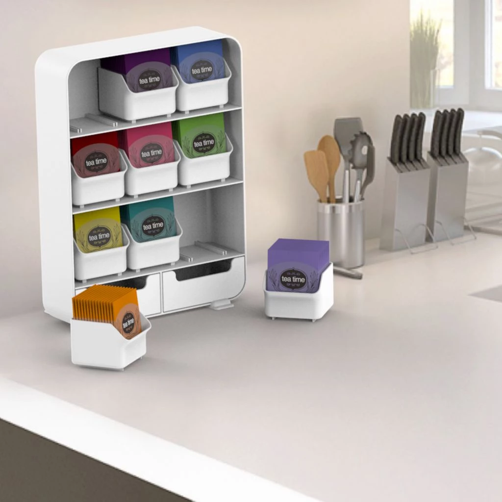 Mind Reader 9 Removable Drawers Tea Bag Holder and Condiment Organizer, White, TBORG-WHT 4 Mind Reader 9 Removable Drawers Tea Bag Holder and Condiment Organizer, White, TBORG-WHT - Image 2