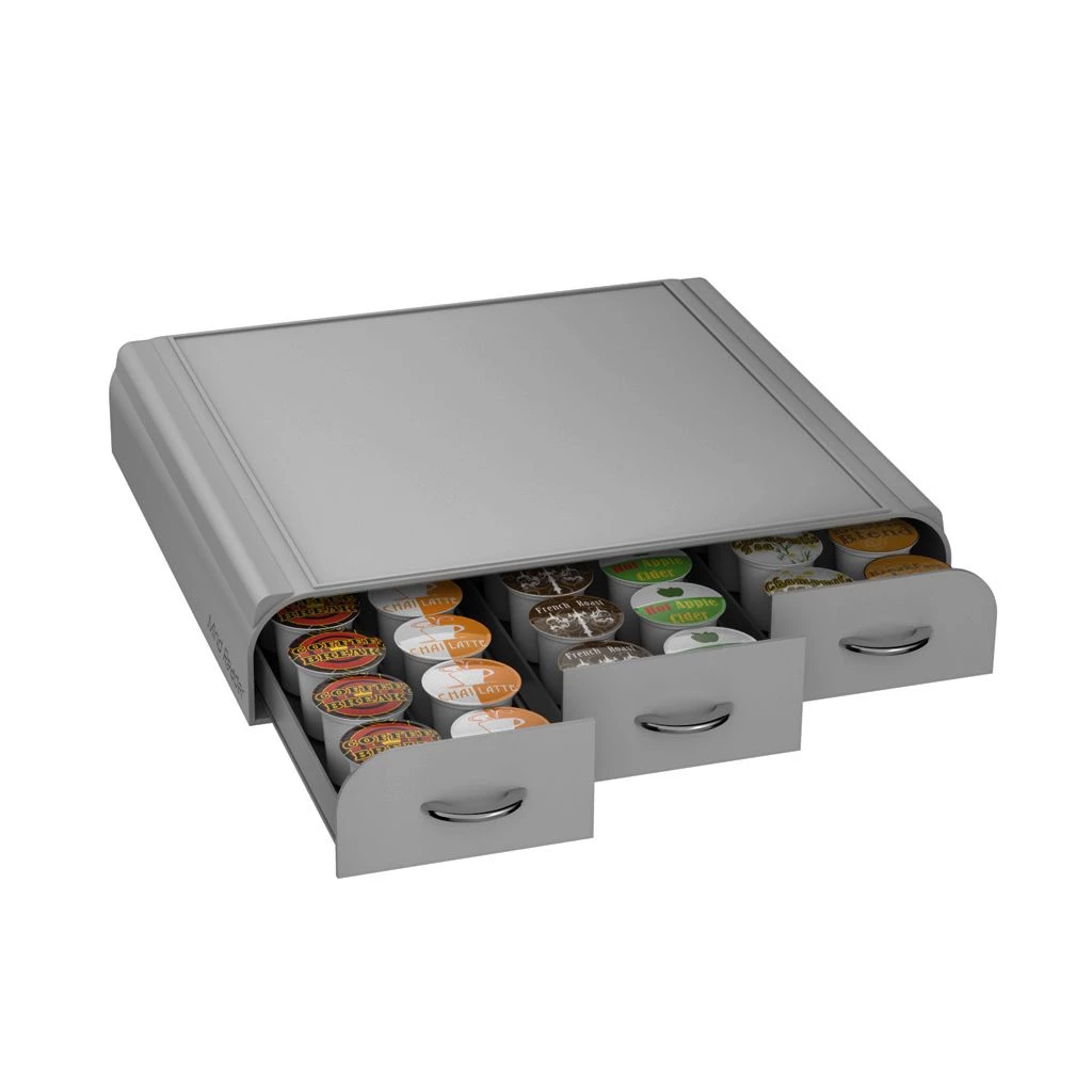 Mind Reader Anchor Triple Drawer Single Serve Coffee Pod Holder, Gray, TRAY6-GRY 3 Mind Reader Anchor Triple Drawer Single Serve Coffee Pod Holder, Gray, TRAY6-GRY