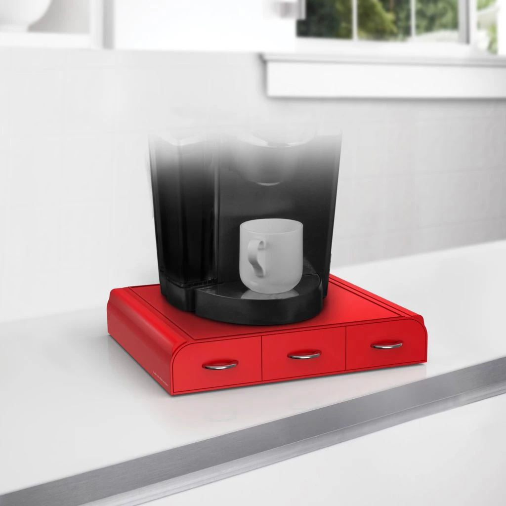 Mind Reader Anchor Triple Drawer Single Serve Coffee Pod Holder, Red, TRAY6-RED 4 Mind Reader Anchor Triple Drawer Single Serve Coffee Pod Holder, Red, TRAY6-RED - Image 2