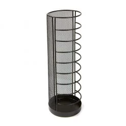 Mind Reader Round Metal Mesh Wire Umbrella Stand, 5.5 in. x 5.5 in. x 15.9 in., Black, UMBHWIRE-BLK