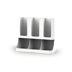 Mind Reader 6-Compartment Upright Breakroom Coffee Condiment and Cup Storage Organizer, White, UPRIGHT6-WHT