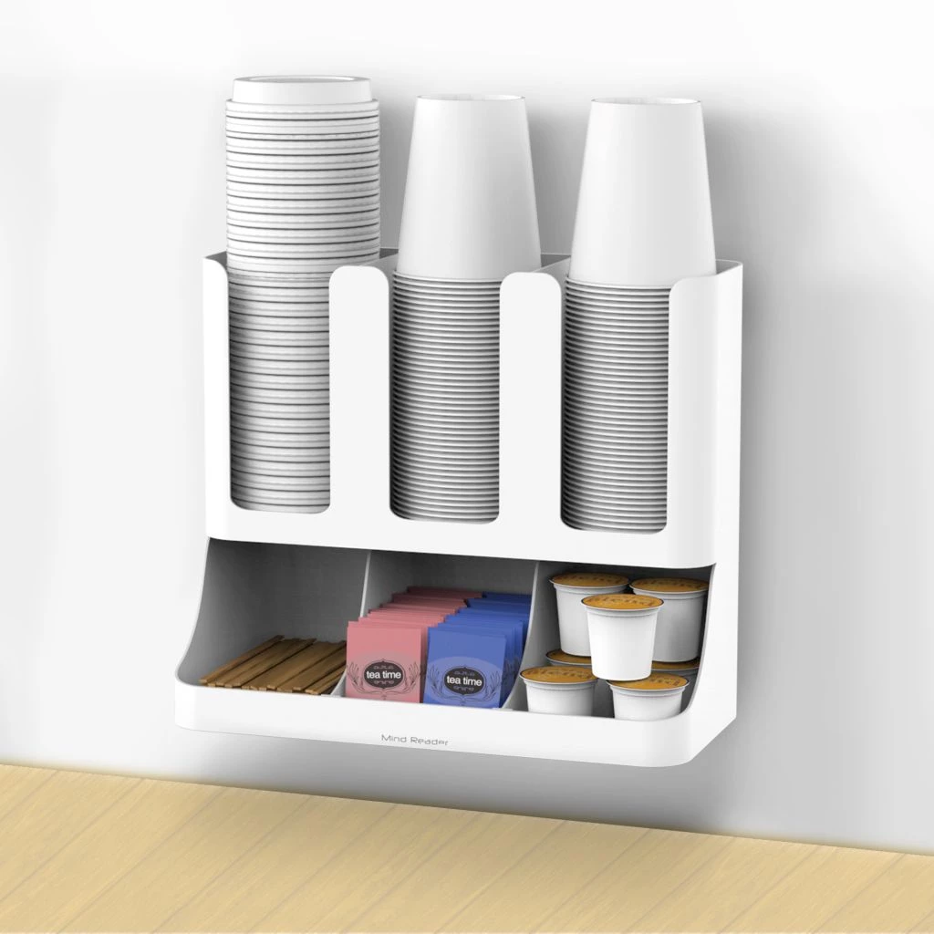Mind Reader 6-Compartment Upright Breakroom Coffee Condiment and Cup Storage Organizer, White, UPRIGHT6-WHT 4 Mind Reader 6-Compartment Upright Breakroom Coffee Condiment and Cup Storage Organizer, White, UPRIGHT6-WHT - Image 2
