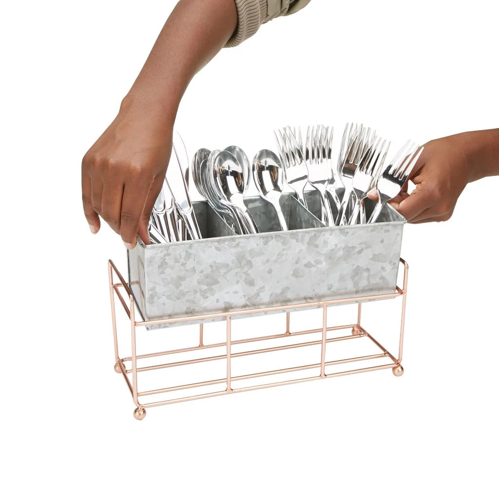 Mind Reader 3-Section Utensil Holder Wire Base, Silver, WIRUTE3-SIL 4 Mind Reader 3-Section Utensil Holder Wire Base, Silver, WIRUTE3-SIL - Image 2