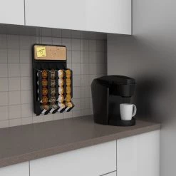 Mind Reader Fridge Wall-Mount K-Cup Single Serve Coffee Pod Dispenser with Cork Top, Black, WMNT-BLK 5 Mind Reader Fridge Wall-Mount K-Cup Single Serve Coffee Pod Dispenser with Cork Top, Black, WMNT-BLK -Mind Reader store 1644918 A1