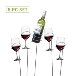 Mind Reader 5 pc. Metal Wine Bottle and Glass Holder Sticks Set, Silver, WSTIX5-SIL 5 Mind Reader 5 pc. Metal Wine Bottle and Glass Holder Sticks Set, Silver, WSTIX5-SIL -Mind Reader store 1644926 A1